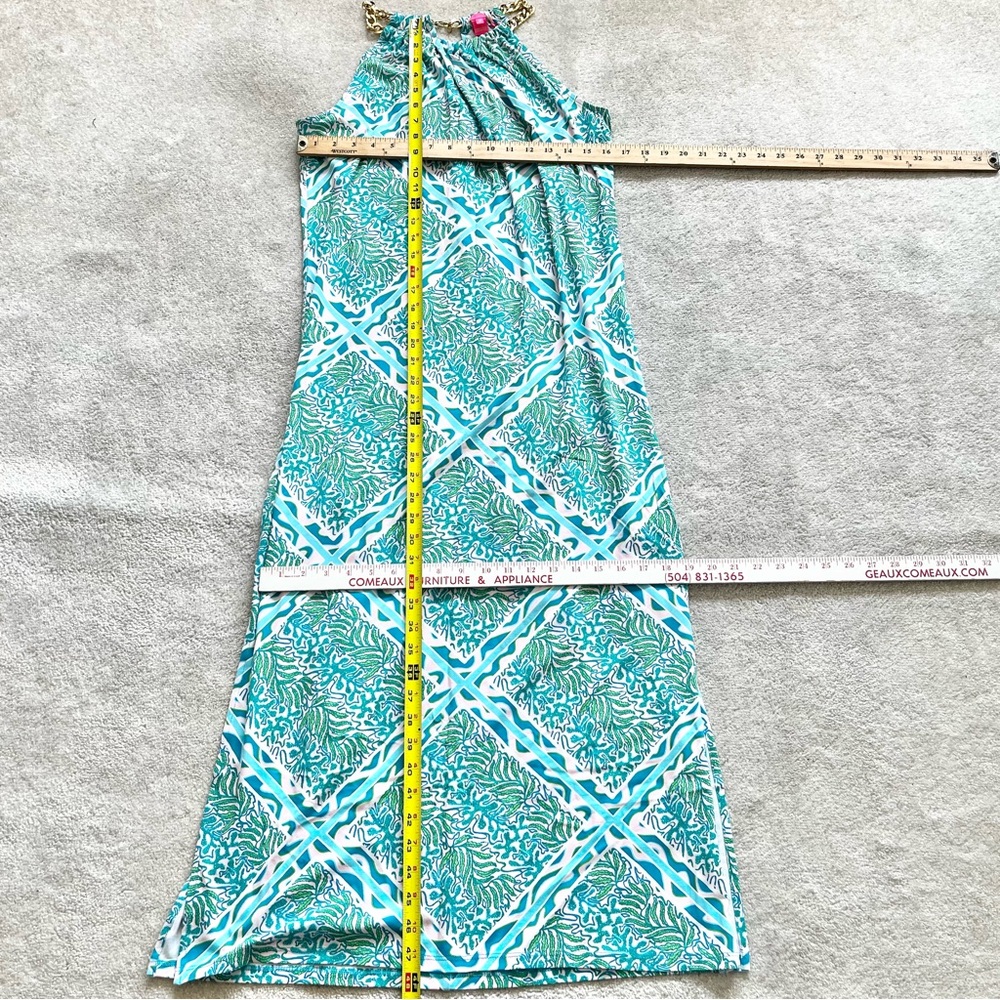 LILLY PULITZER Bingham Halter Midi Dress Prism Blue Size Medium Preppy Chic - Picture 8 of 9